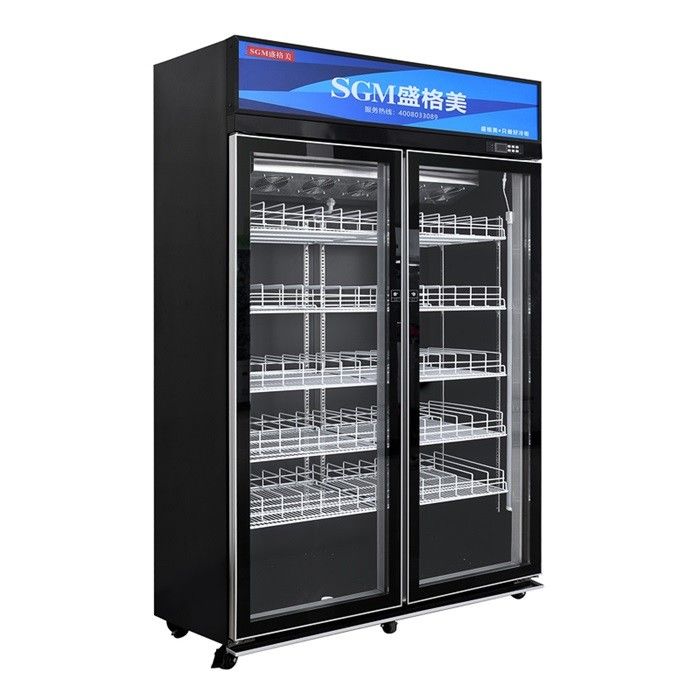 Custom Upright Display Refrigerator Frost Free Two Glass Door Refrigerator cooling